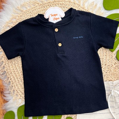 Conj. Camiseta Time Kids Canelada e Bermuda em Linho - Marinho
